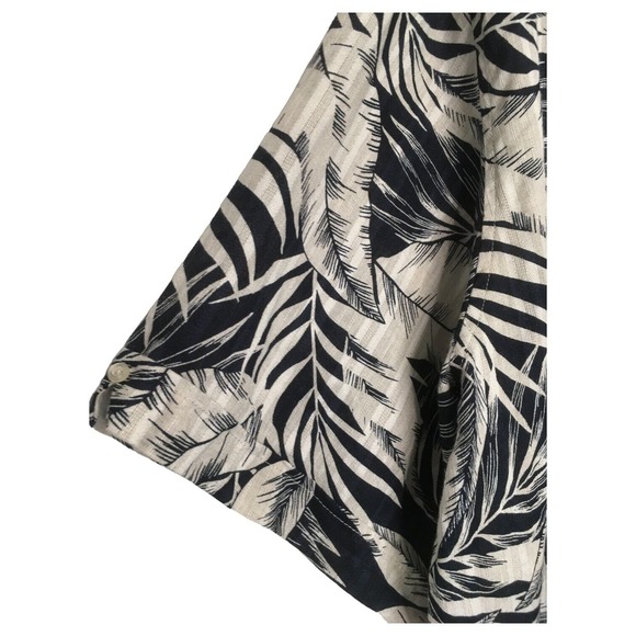 Cubavera Shirt Mens 2X Linen Palm Leaves Short Sleeve Button Up Hawaiian Black - Picture 7 of 12